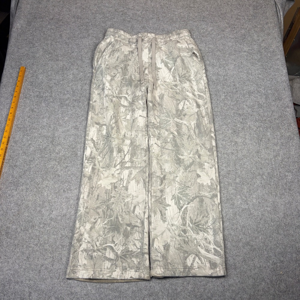 Hollister Camo Sweatpants Mens Medium Grey White Leaf Print Wide Leg Joggers